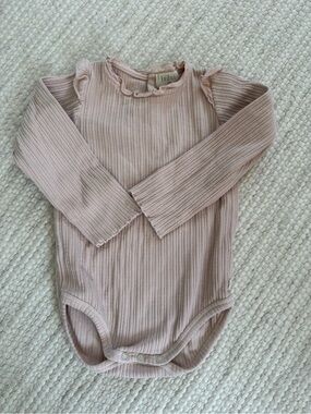 Buho Ribbed Long-Sleeve One-Piece in Blush